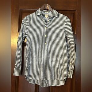 J. Crew Navy and White Striped Casual Shirt